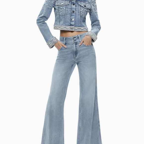 Alice + Olivia Nelson Embellished‎ Denim Jacket - Picture 1 of 9